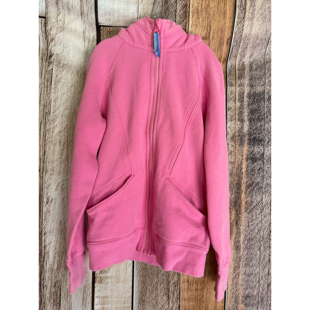 ivivva by lululemon Scuba Hoodie Full Zip Thumbhole Pink Girls Tween Size 10